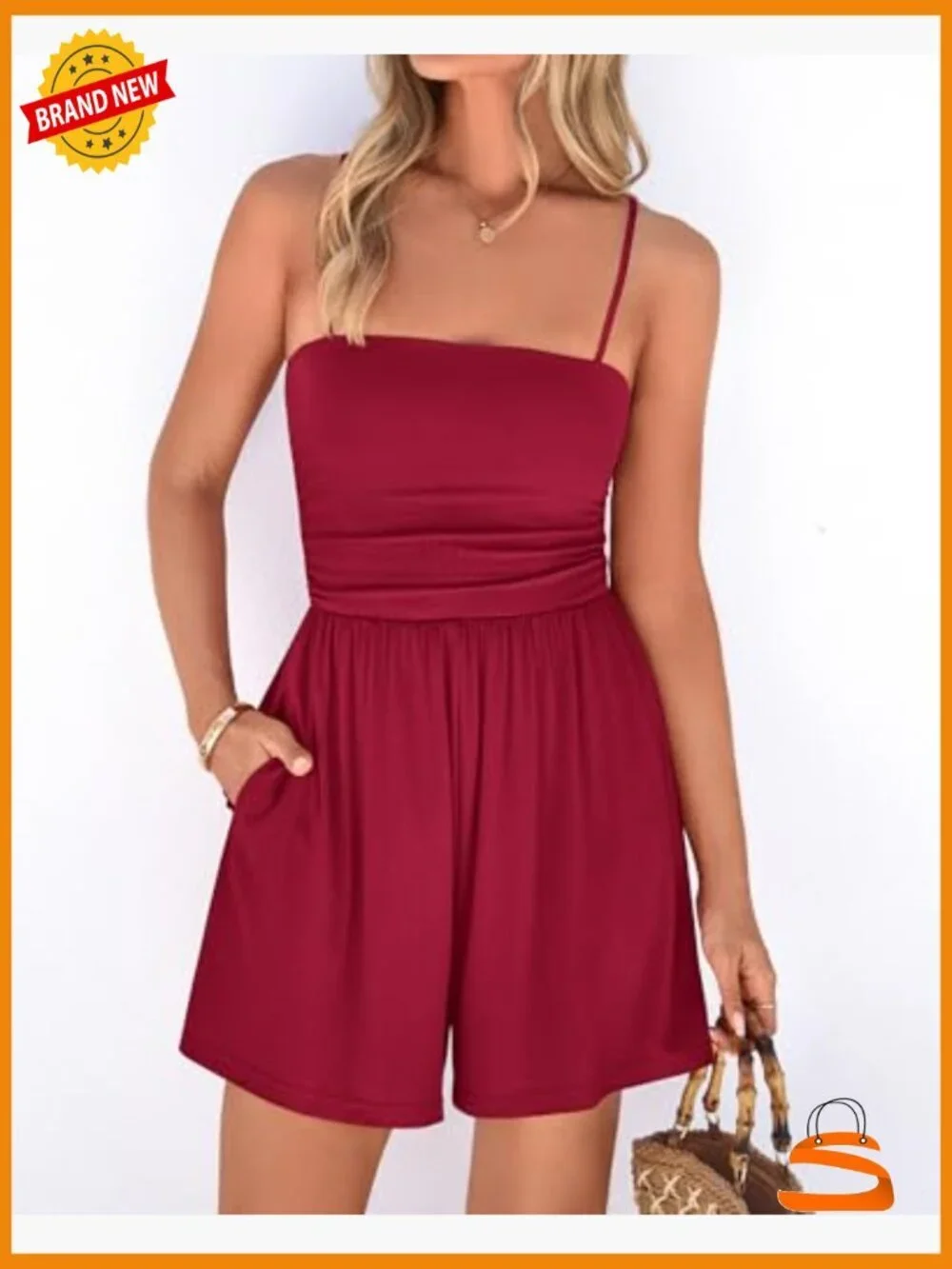 Casual One Piece Shorts Jumpsuit Spaghetti Strap Sleeveless Summer Romper